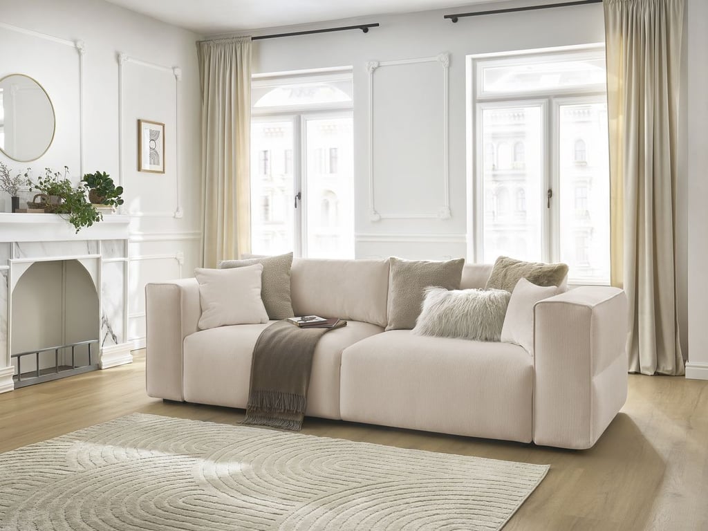 Produit similaire: Canapé droit convertible coffre EZECHIEL tissu chiné beige BOBOCHIC 3 places