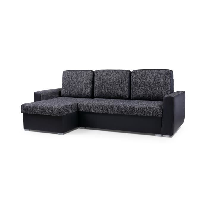 Produit similaire: Canapé d'angle réversible et convertible avec coffre de rangement - 4 places - Tissu noir - SILVA