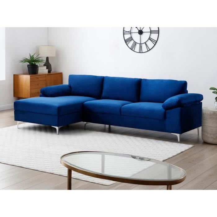 Produit similaire: Canapé d'angle gauche en velours bleu FIDOGA