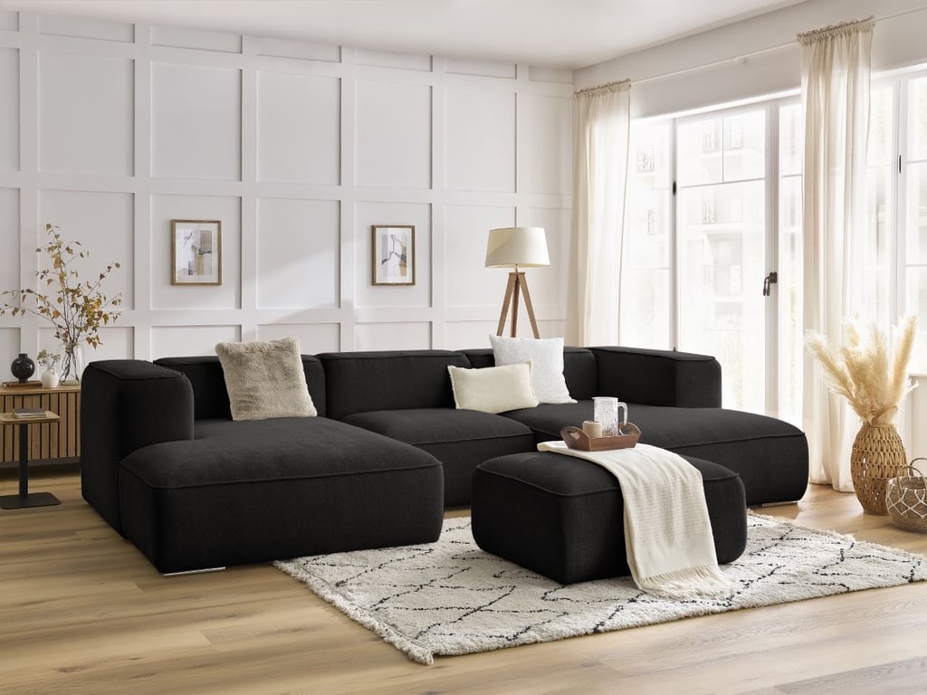 Produit similaire: Canapé panoramique fixe ZEPHYR avec pouf noir BOBOCHIC 5 places