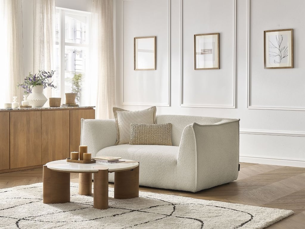 Produit similaire: Giorgia canapé droit fixe 2 places tissu bouclette beige
