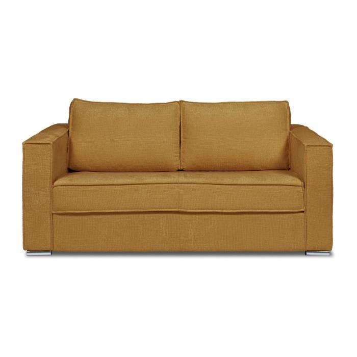 Produit similaire: Canapé 4 places convertible express en tissu texturé jaune moutarde - Couchage 160 cm - Matelas 22 cm LORETO