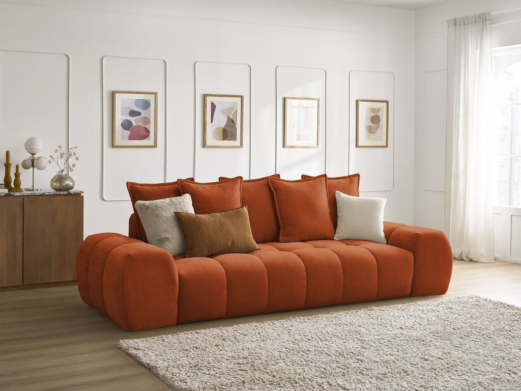 Produit similaire: Canapé droit convertible coffre EVEREST tissu texturé orange BOBOCHIC 3 places