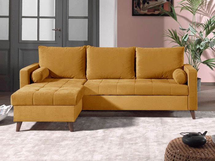 Produit similaire: Canapé d'angle réversible convertible en velours - POLAR - Jaune - Design scandinave