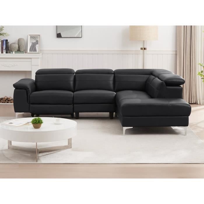 Produit similaire: Canapé d'angle droit relax électrique en cuir noir FUSINO