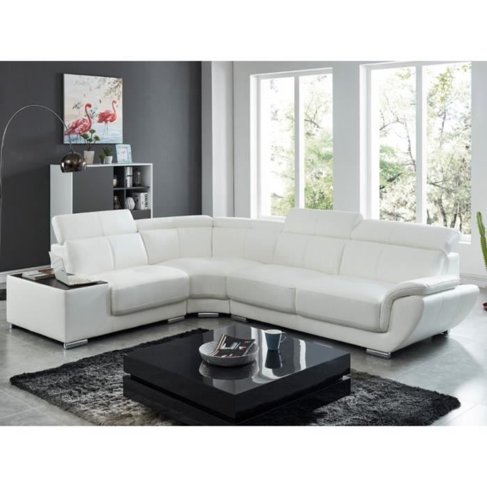 Produit similaire: Canapé d'angle en cuir - NAHIA - Blanc - 5 places - Contemporain