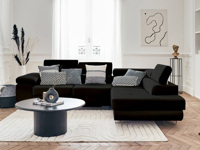 Produit similaire: Pablo - canapé d'angle droit - 5 places - convertible avec coffre et têtières réglables - en velours