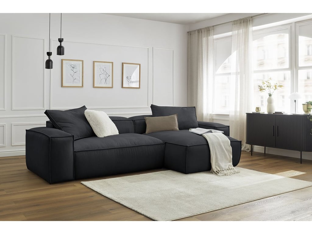 Produit similaire: Canapé d'angle réversible ultra moelleux BOHEME velours côtelé noir réversible BOBOCHIC 3 places