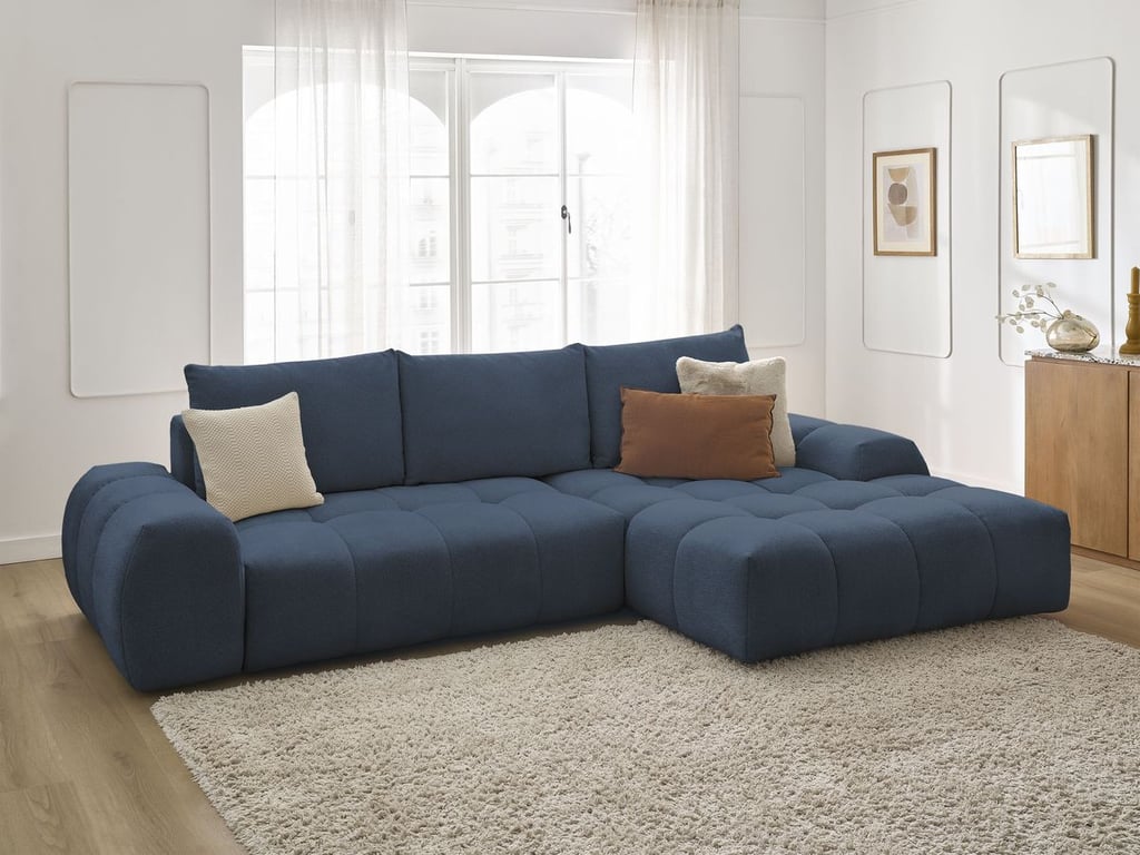 Produit similaire: Canapé d'angle convertible coffre EVEREST tissu chiné bleu foncé angle droit BOBOCHIC 3 places