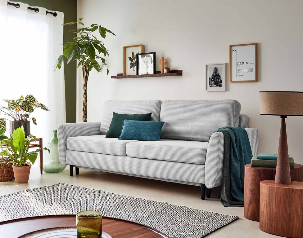 Produit similaire: dan - Canapé convertible velours côtelé Gris