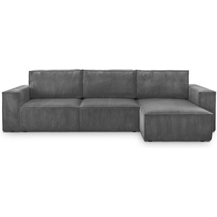 Produit similaire: Canapé d'angle 5 places convertible réversible avec coffre de rangement en velours côtelé anthracite - Harper New