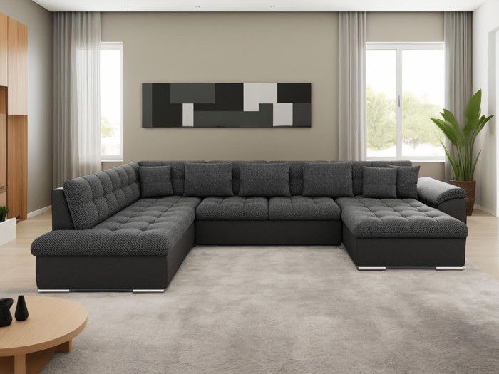 Produit similaire: Chuck - canapé panoramique XXL - convertible avec coffre - 7 places - style contemporain - gauche Couleur - Noir / Gris