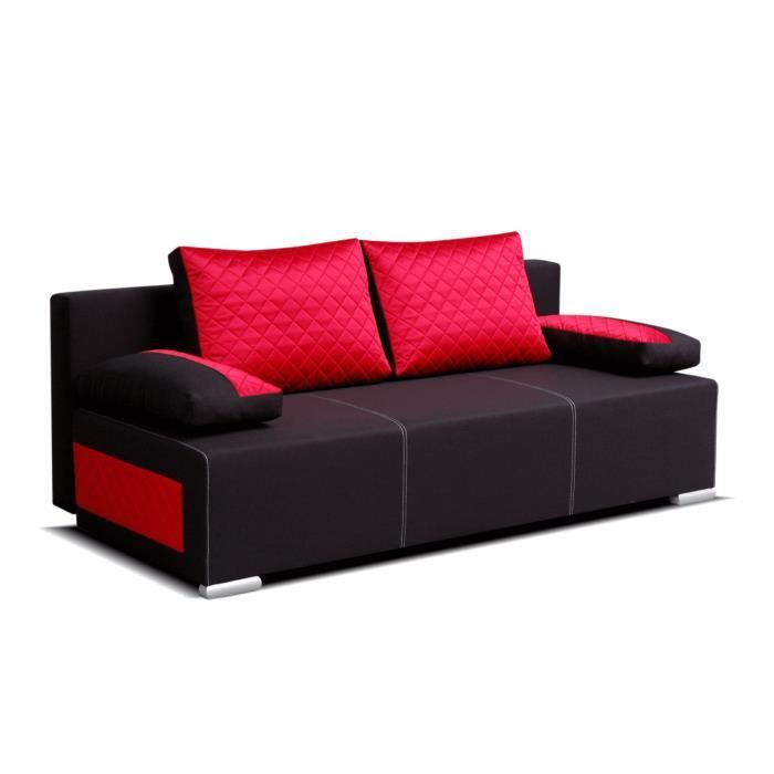 Produit similaire: Canapé en lit convertible avec coffre de rangement - salon & séjour - 205x93x84 cm - BIEGO - Noir + Rouge (Sawana 14 + GKU 60)