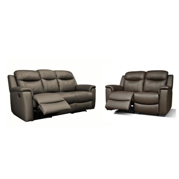 Produit similaire: Canapé 3+2 places relax EVASION en cuir - Marron - avec plateau bar