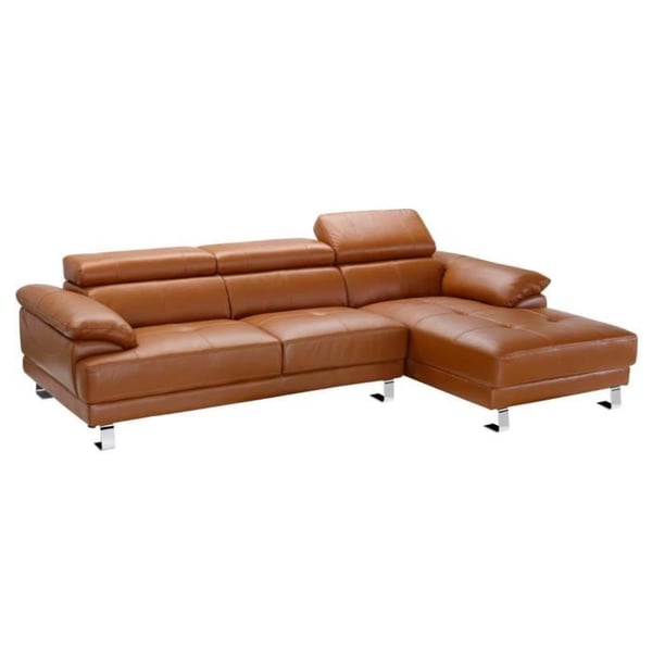 Excelsiora - Canapé d'angle fixe cuir beige