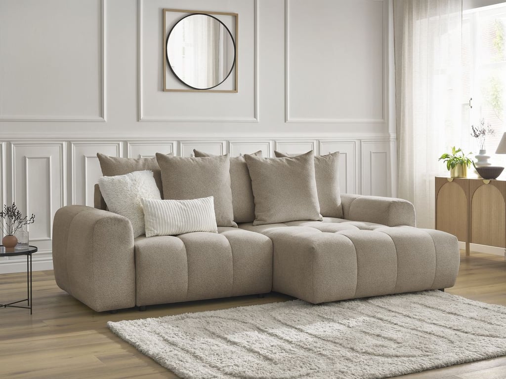 Produit similaire: Canapé d'angle convertible coffre ROXELANE tissu chiné taupe angle droit BOBOCHIC 3 places