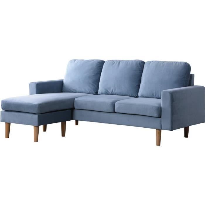 Produit similaire: Canapé d'angle réversible en velours "Gabby" - 3 places - Bleu Canard