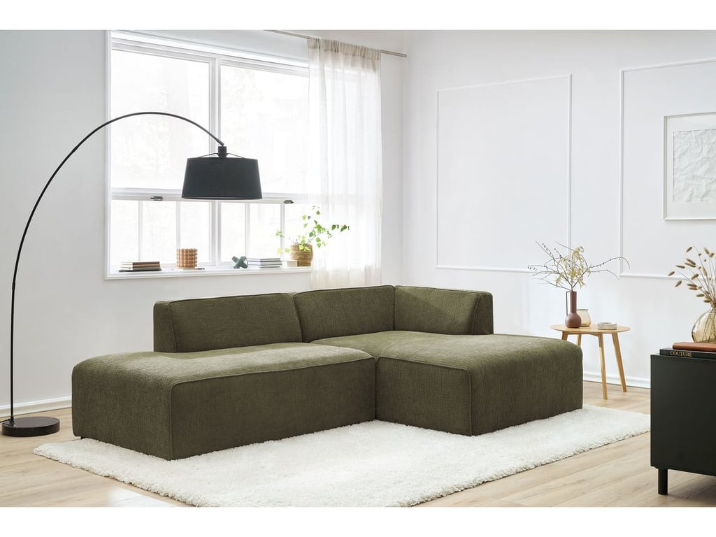 Produit similaire: Canapé d'angle fixe MEGEVE tissu texturé vert angle droit BOBOCHIC 4 places