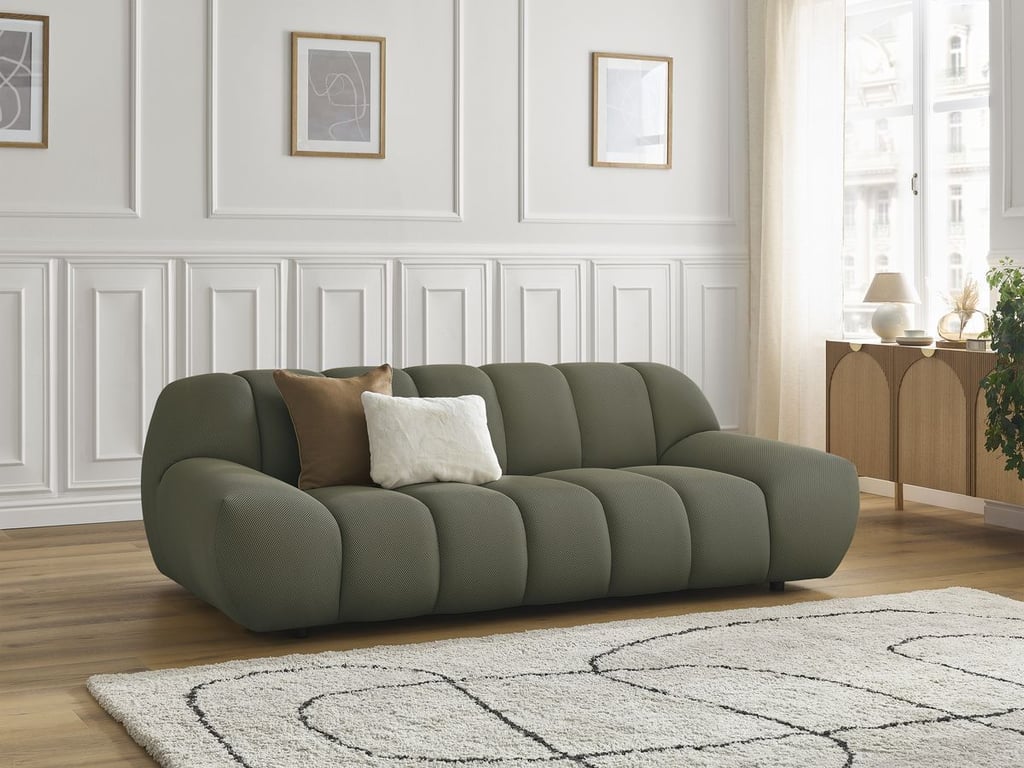 Canapé droit fixe 2 places HAYDEN tissu mesh vert   BOBOCHIC