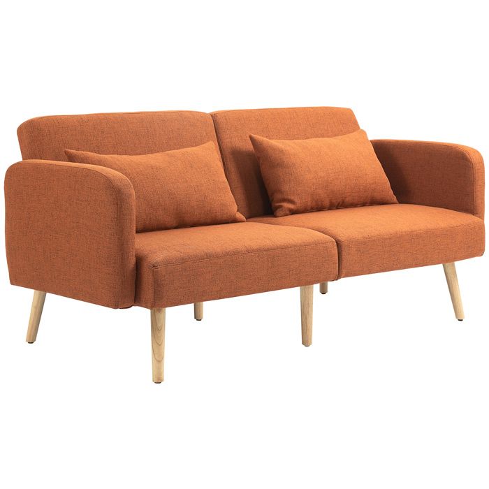 Produit similaire: Canapé convertible 3 places - HOMCOM - dossier inclinable et accoudoirs réglables - tissu effet lin - pieds en bois massif - marron