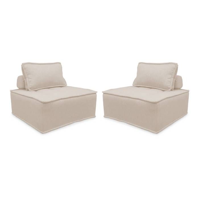 Produit similaire: Lot de 2 chauffeuses pour canapé modulable tissu capitonné crème avec un coussin