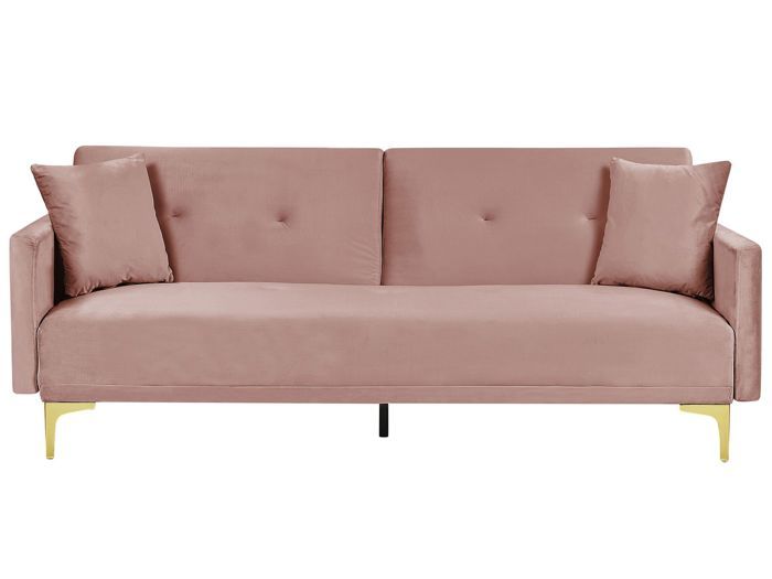 Produit similaire: Canapé convertible 3 places en velours rose LUCAN