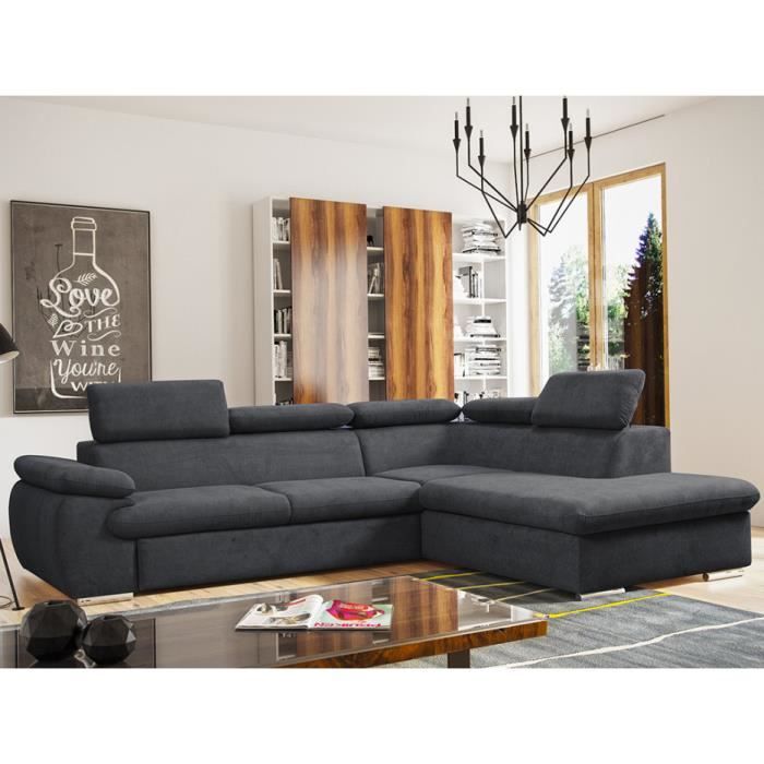 Produit similaire: Canapé d'angle convertible en tissu avec coffre de rangement FABIEN - Anthracite - Angle droit