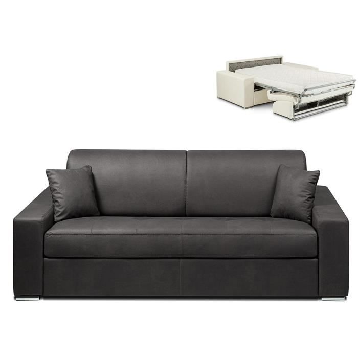 Produit similaire: Canapé 4 places convertible express en tissu EMIR - Anthracite - Couchage à  lattes larges 160 cm - Matelas 14 cm