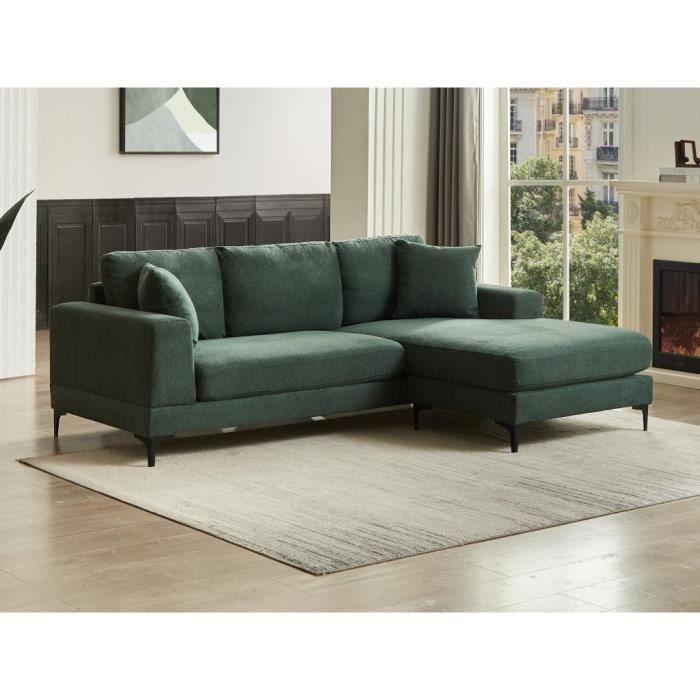 Produit similaire: Canapé d'angle réversible en tissu texturé vert JAMOLO