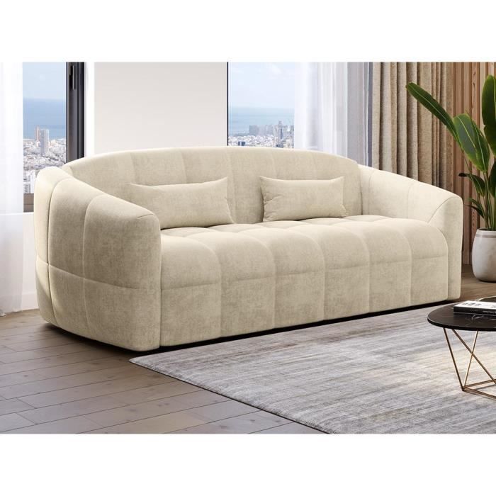 Produit similaire: Canapé 3 places convertible express en velours beige - Couchage 140 cm - Matelas 14 cm RETUNA II