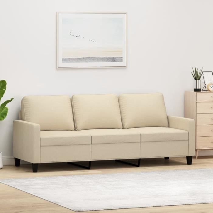 Produit similaire: Canapé 3 places - ZERODIS - Crème - Tissu 100% polyester - Dimensions 198x77x80 cm - Confort moelleux