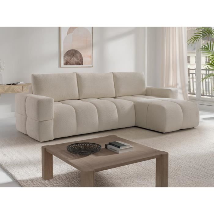Canapé Issoro convertible 3 places tissu beige - Vue supplémentaire 2