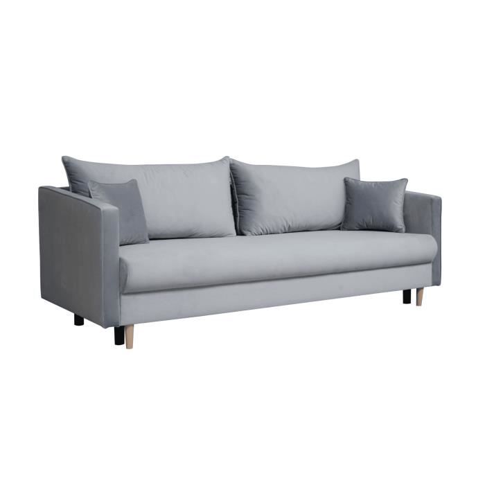 Produit similaire: Canapé en lit convertible avec coffre de rangement - en tissu - salon & séjour - 217x102x88 cm - ZELA - Gris (Riviera 80)