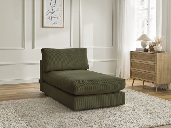 Paris méridienne pour canapé modulable 1 place velours côtelé vert