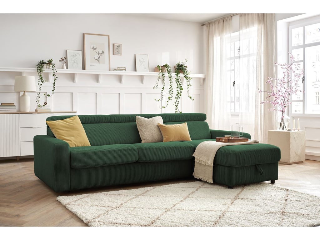 Produit similaire: Canapé d'angle réversible convertible coffre MONACO velours côtelé vert 160x190 réversible BOBOCHIC 4 places