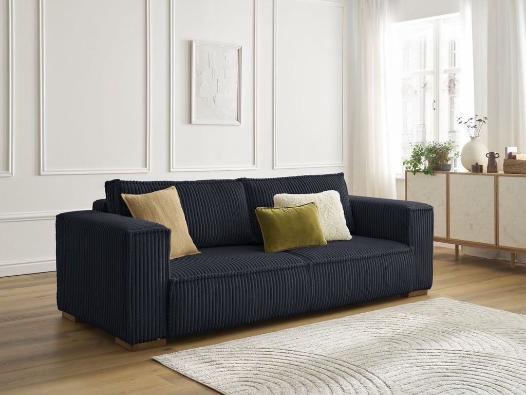 Produit similaire: Canapé droit fixe 3 places CHELSEA gros côtelé doux noir BOBOCHIC