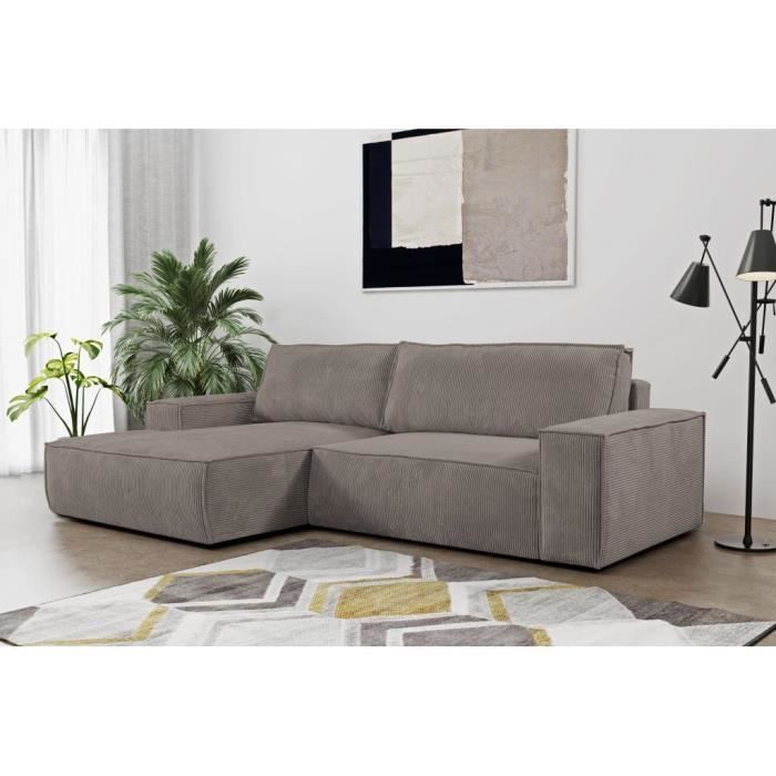 Produit similaire: Canapé d'angle convertible en velours côtelé taupe AMELIA de PASCAL MORABITO - Angle gauche