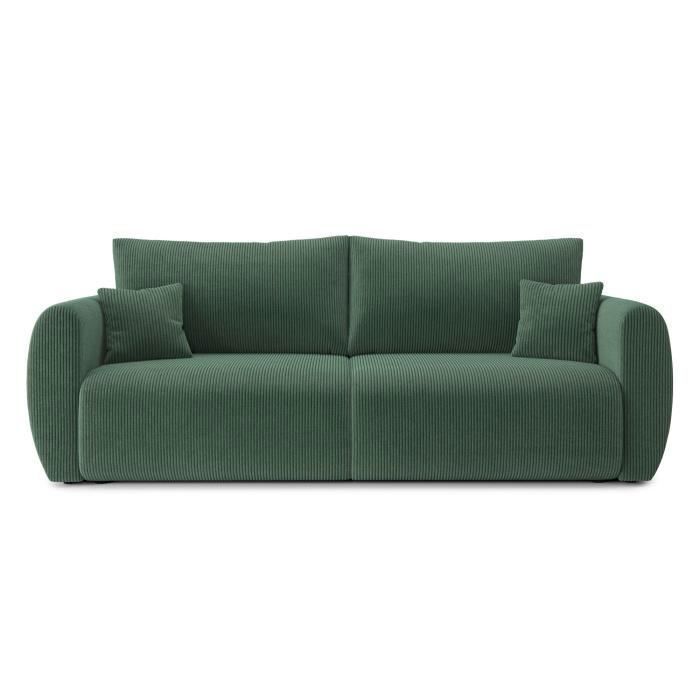 Produit similaire: Canapé droit convertible REFA en velours côtelé vert 3 places - Coffre de rangement - BAÏTA