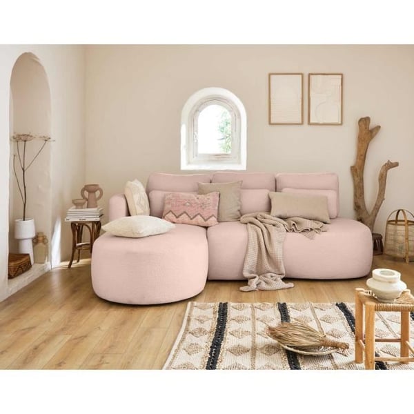 Mahina - Canapé convertible 4 places tissu rose