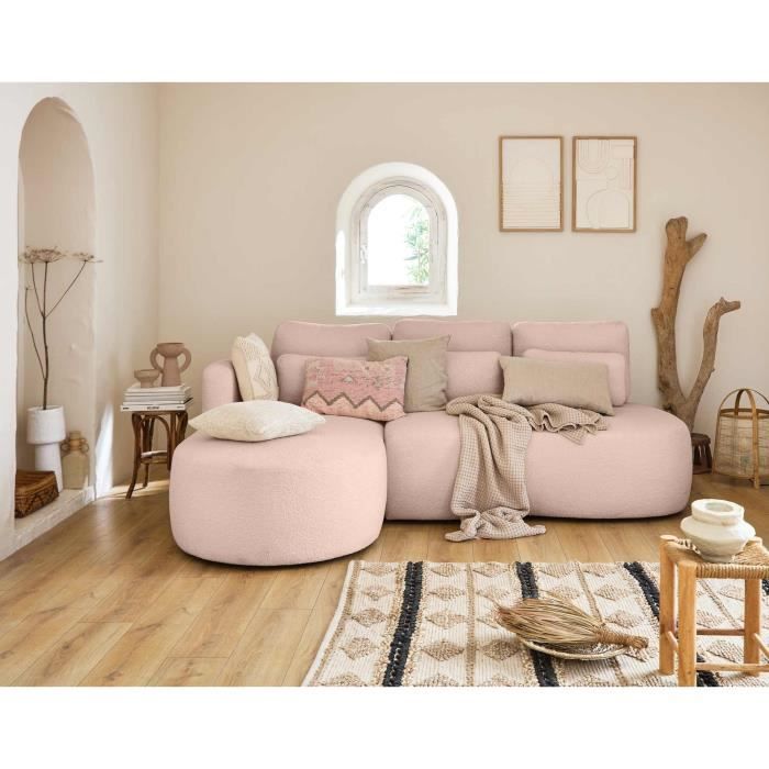 Produit similaire: Mahina - canapé d'angle gauche - 4 places - convertible avec coffre - en tissu bouclette - Rose