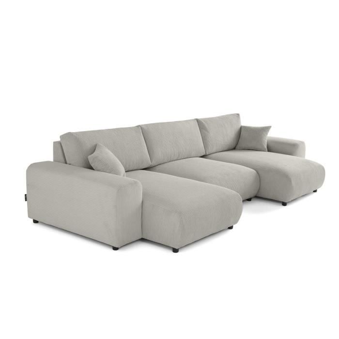 Garance - canapé panoramique en U - 7 places - en velours côtelé - Vue supplémentaire 1