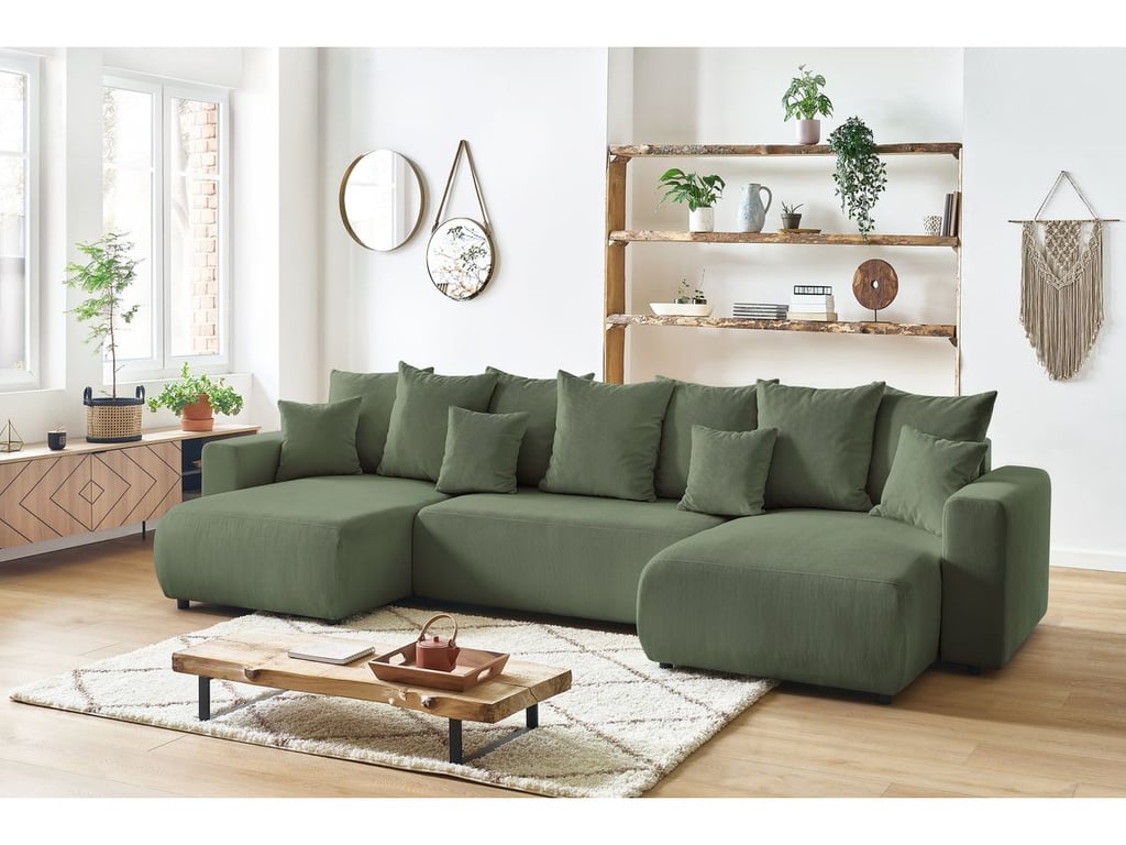 Produit similaire: Canapé panoramique convertible coffre ENVY Velours côtelé avec pouf vert BOBOCHIC 6 places