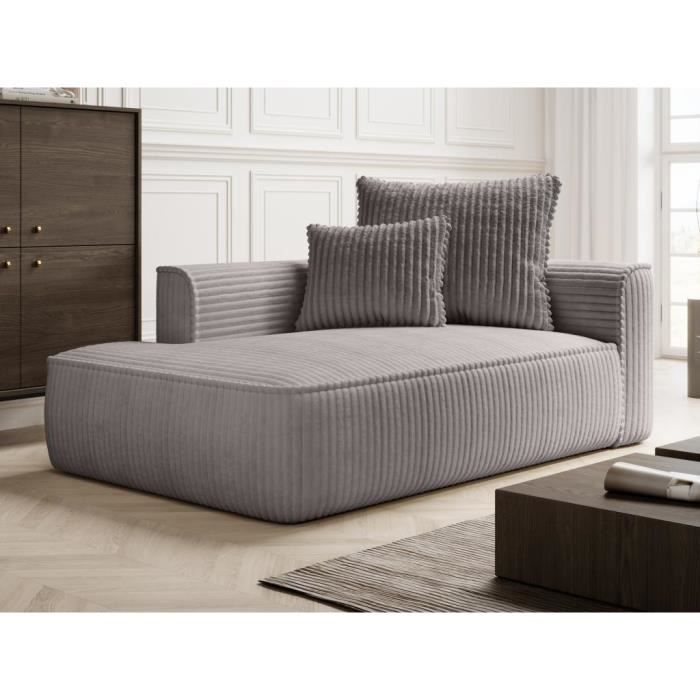 Produit similaire: Méridienne gauche en velours côtelé grosses côtes gris clair PINETA