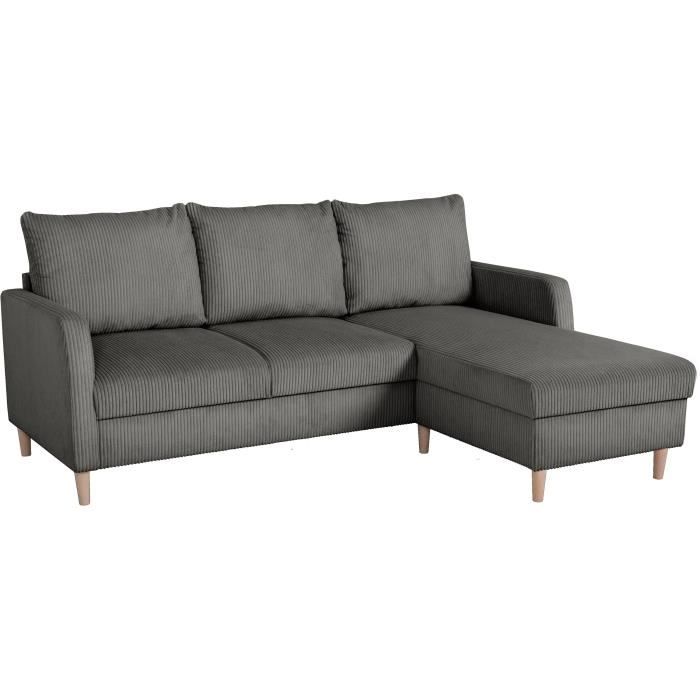 Produit similaire: Canapé d'angle fixe - 3 places - CHIPY - Tissu Lincoln Anthracite - Pieds bois nature - 192 x 82 x 138 cm