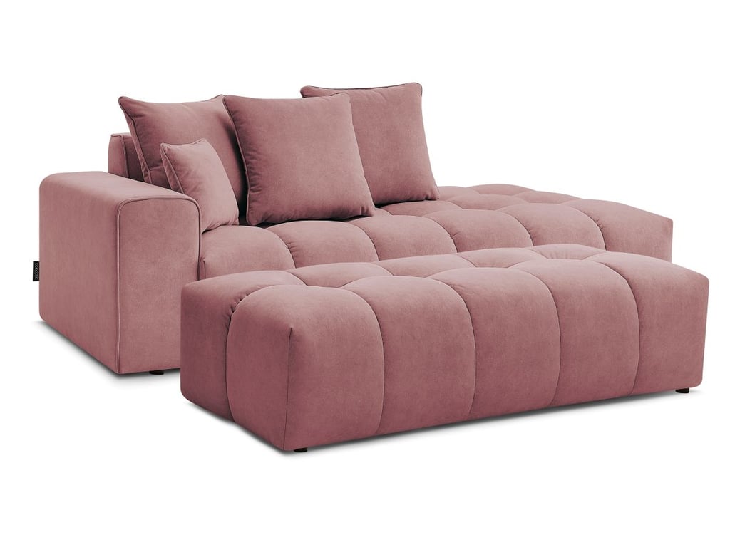Produit similaire: Canapé droit fixe MONT-BLANC velours avec pouf rose accoudoir gauche BOBOCHIC 5 places