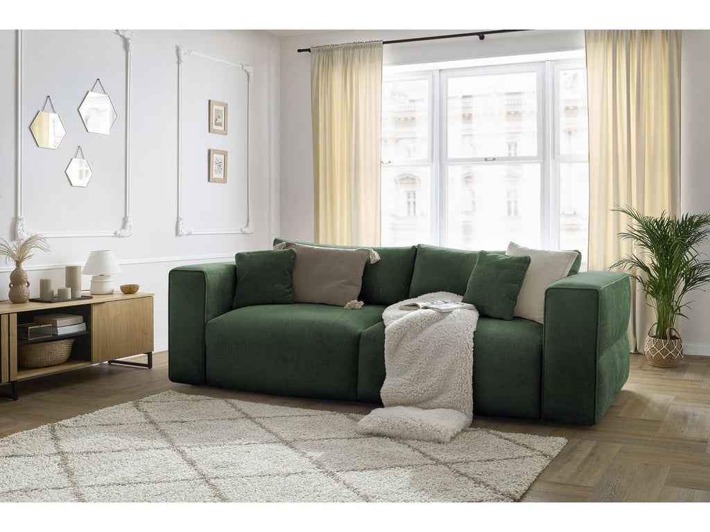 Produit similaire: Canapé droit convertible coffre EZECHIEL tissu lisse vert BOBOCHIC 3 places