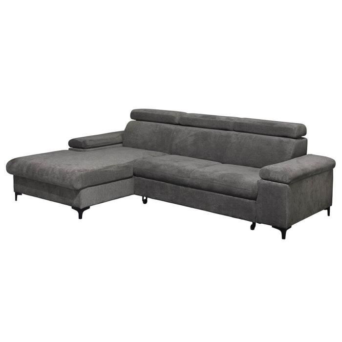 Produit similaire: MARCEAU - Canapé Méridienne Gauche 3 Places Convertible Tissu Gris Foncé
