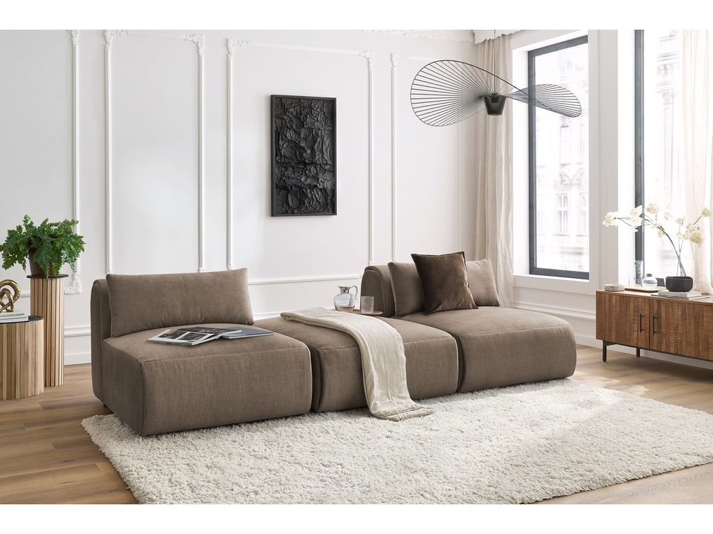 Produit similaire: Canapé droit fixe 3 places JEANNE tissu velours taupe BOBOCHIC 3 places