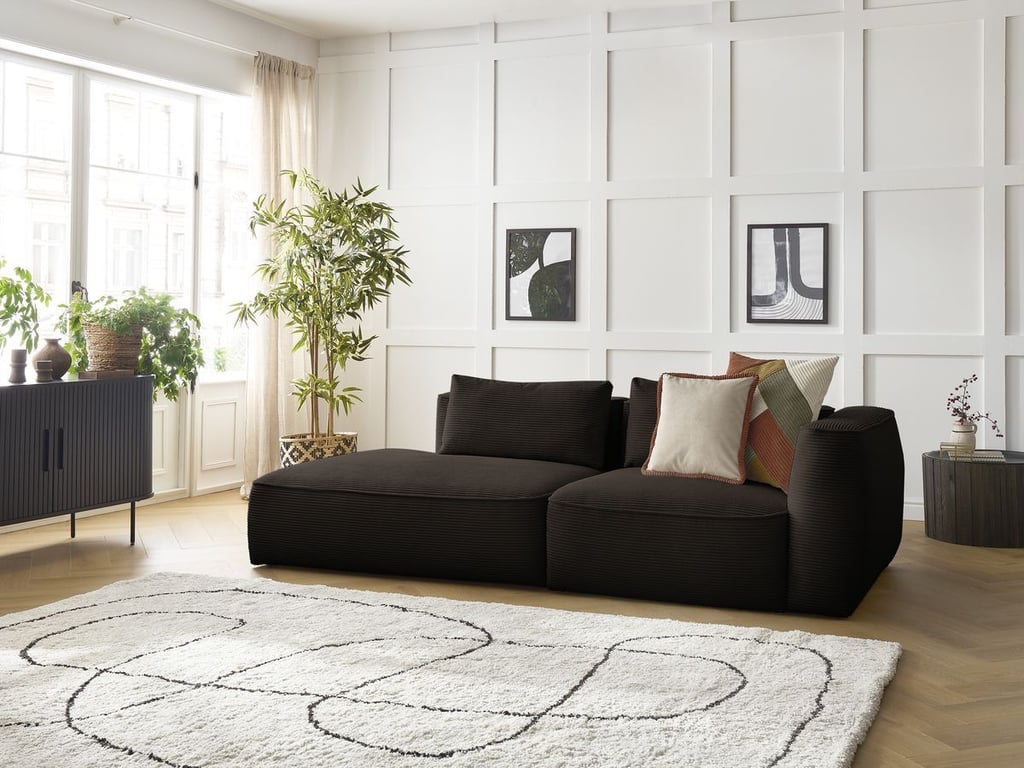 Produit similaire: Canapé droit fixe 3 places LEOPOLD velours côtelé marron accoudoir droit BOBOCHIC