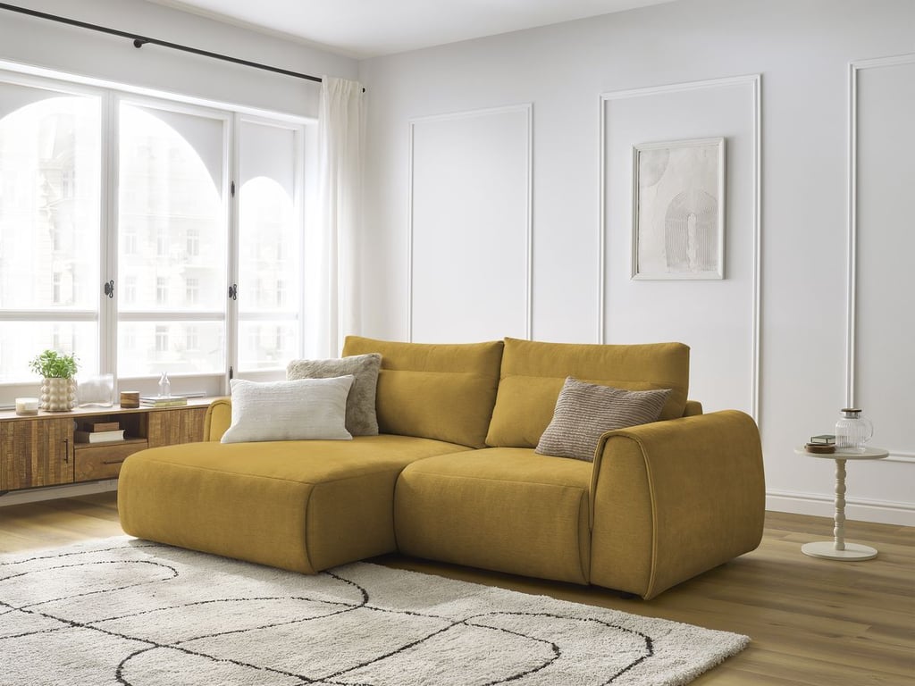 Produit similaire: Canapé d'angle fixe compact ADEN jaune angle gauche BOBOCHIC 3 places